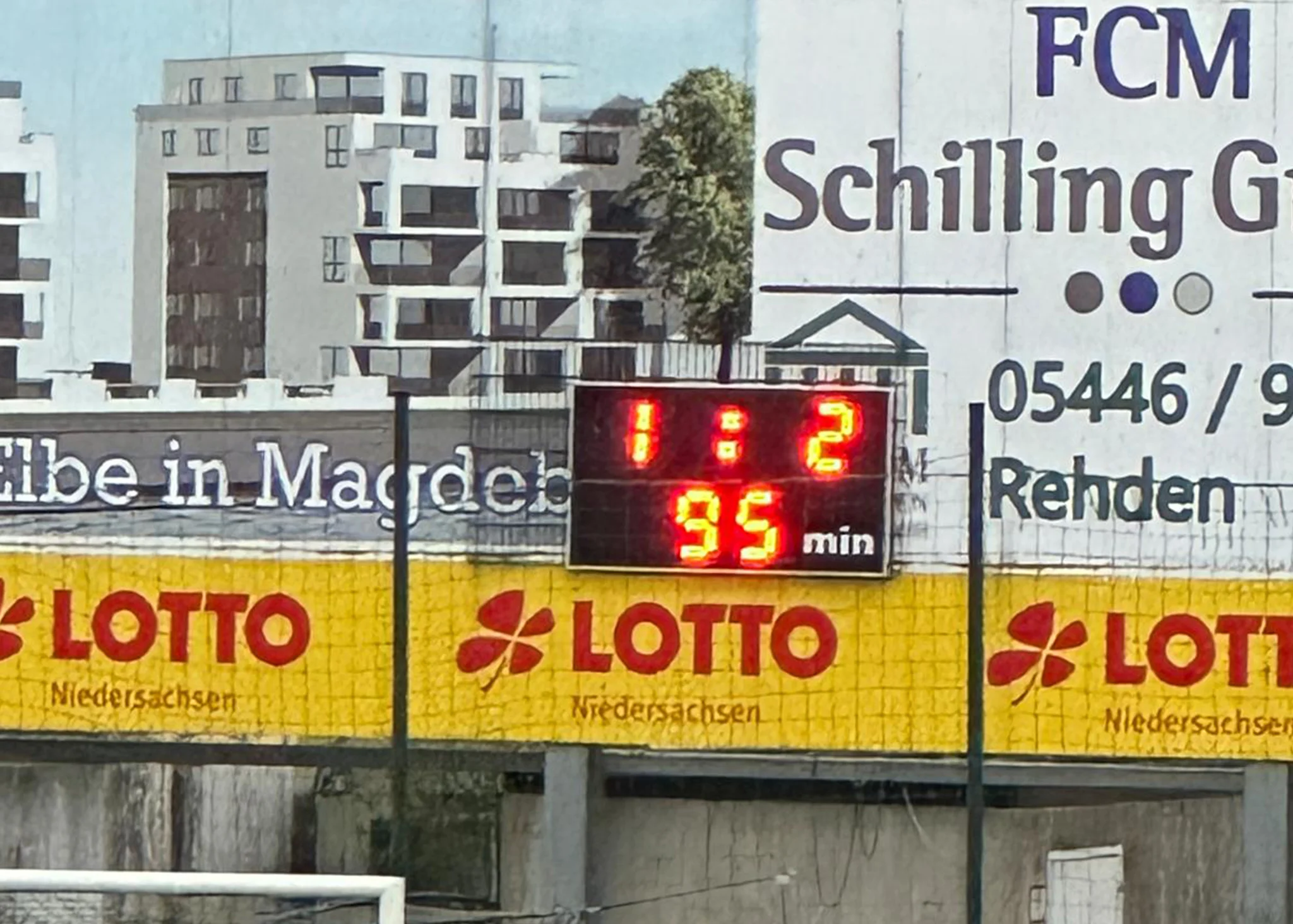 Scoreboard showing the final result of the match